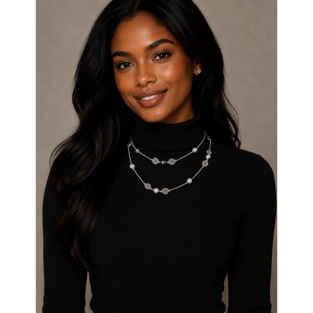 Isis 38" Necklace silver tone